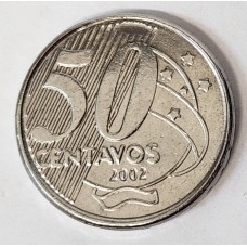 BRAZIL 2002 . FIFTY 50 CENTAVOS . ERROR . LARGE RIM CUD